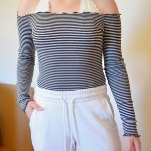 Pretty Little Thing Striped Off-The-Shoulder Crop Top